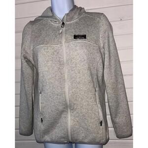 LL Bean Sz M Sweater Fleece Hoodie Women Full Zip Pockets Heather Gray EUC